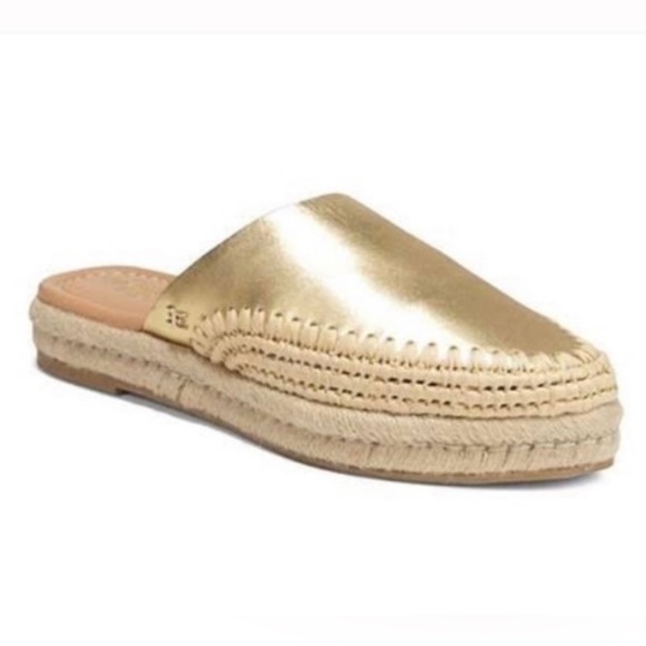 SAM EDELMAN-Gold Leather Espadrilles Slide Mules-Size 7 - Picture 17 of 17